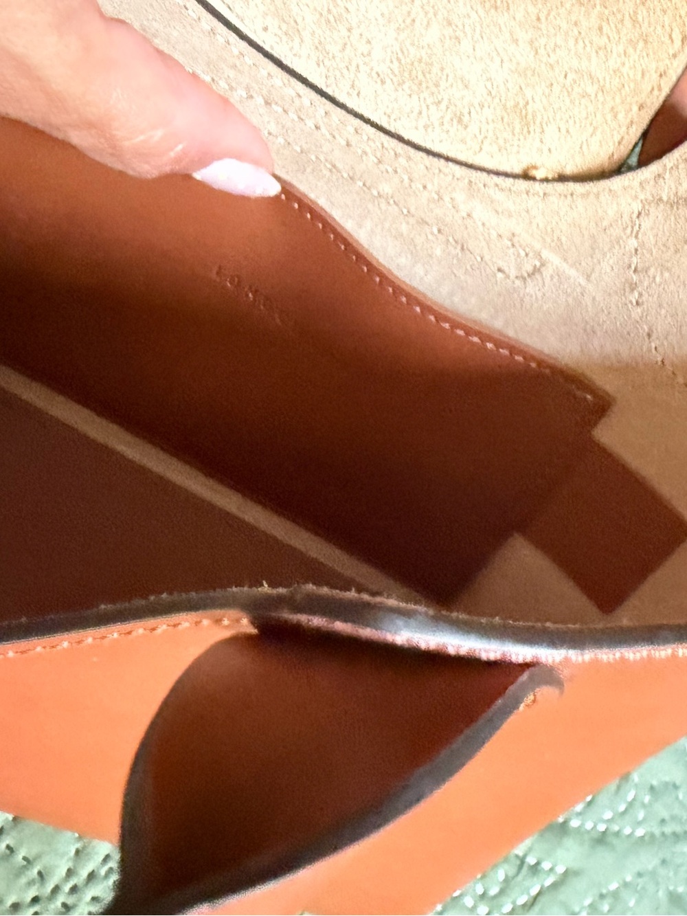 Longchamp Crossbody Leather Bag in Cognac with Cream Strap - Picture 6 of 9